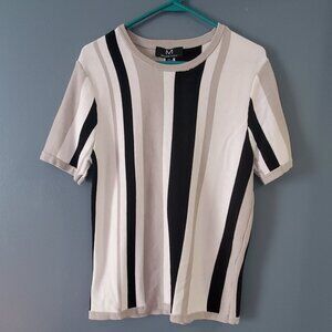 Magaschoni Mens size small black gray white knit tunic shirt